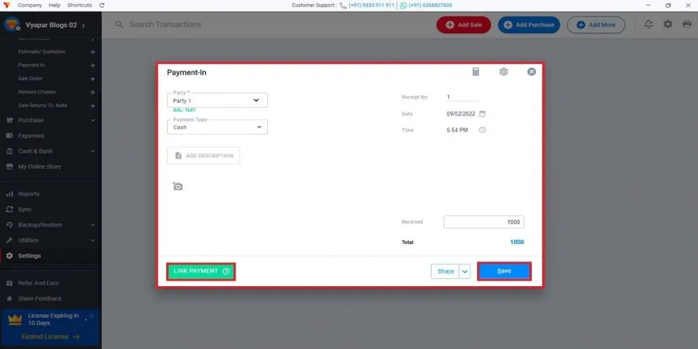 Open an old payment receipt or create a new one. Click Link Payment and select the invoices associated with the payment.
