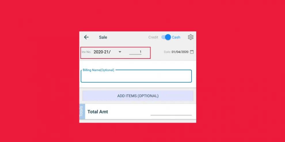 Invoice number showing prefix 2020-21 and invoice number 1