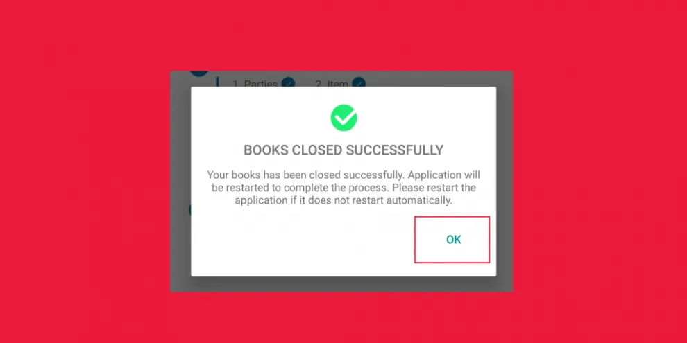 Book closed successfully alert