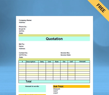 Download Free Scrap Quotation format in doc