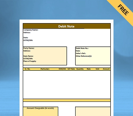 Download Customizable Debit note format in tally in Doc