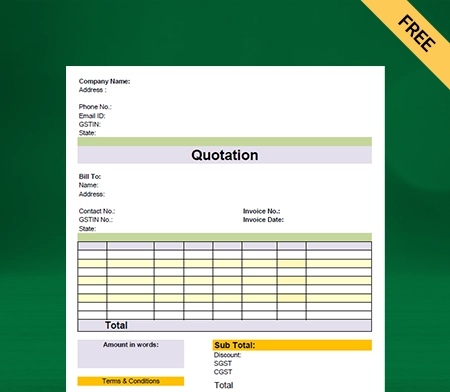 Download Free Scrap Quotation Format in excel