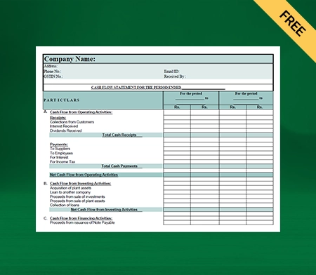Download Simple Direct Cash Flow Statement in Excel