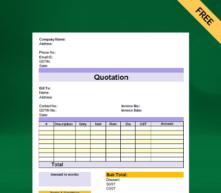 Download Customizable Format in excel
