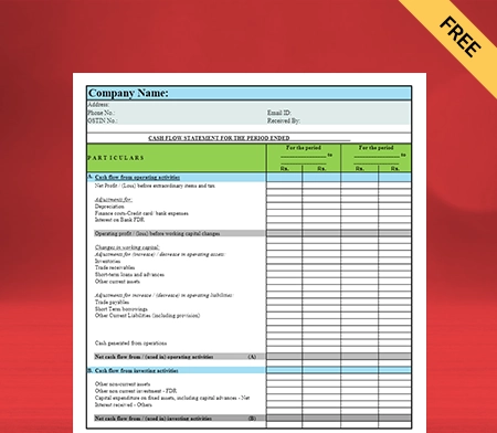 Cash Flow Statement Format in PDF Download
