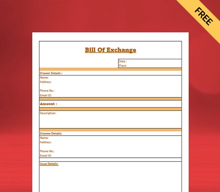 Download Free Bill of Exchange Format in PDF