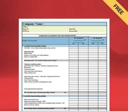 Download customizable cash flow statement format pdf