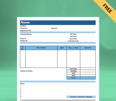 Download Customizable Bill Format In Sheets