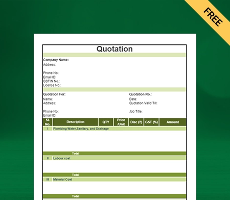 Download Free Quotation Format in Excel