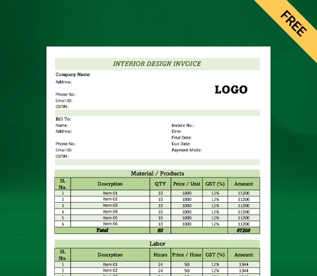 Download Best invoice template excel