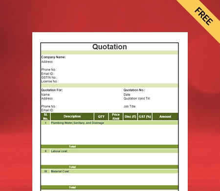 Download Free Quotation Format in PDF