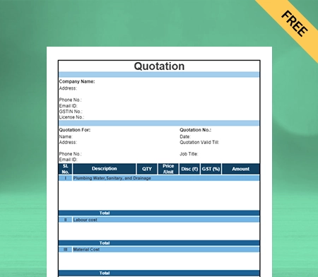 Download Professional Quotation Format in Sheet