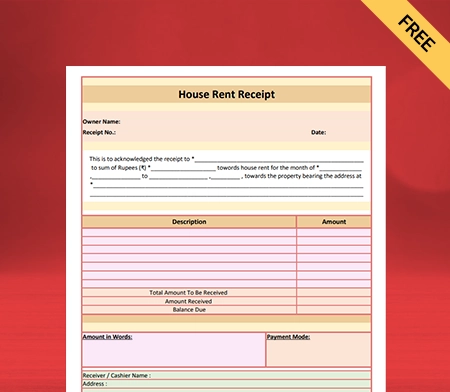 Download Printable House Rent Receipt Format PDF