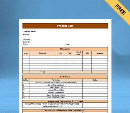 Download Free Product Costing Format in Docs