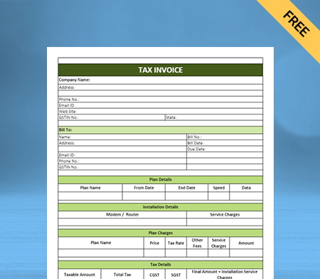 Download invoice Format in Doc