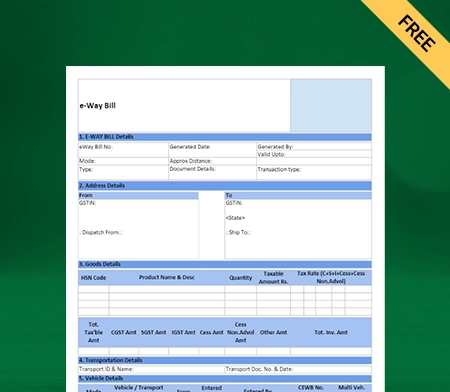 Download E-way bill template in Excel