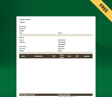Download Customizable Invoice Format in Excel