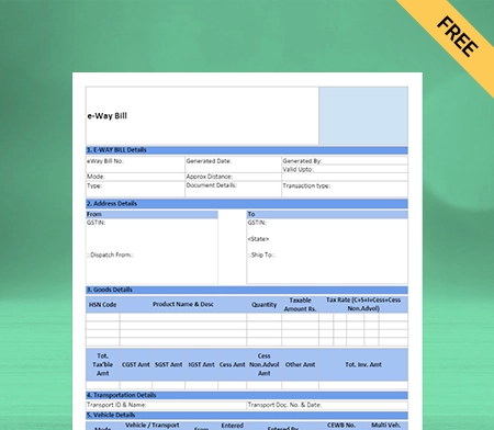 Download E-way bill templates in Sheet