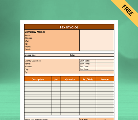 Download Car rental Bill Format in Sheet