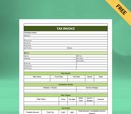 Download invoice Format in Sheet