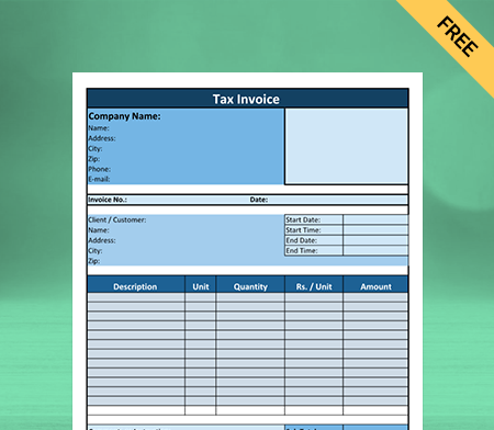 Download Professional Bill Format in Sheet