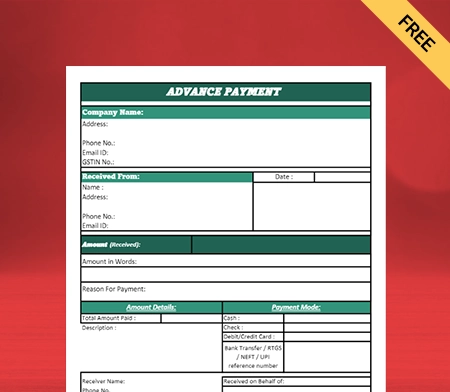 Download Advance Payment Format in Pdf