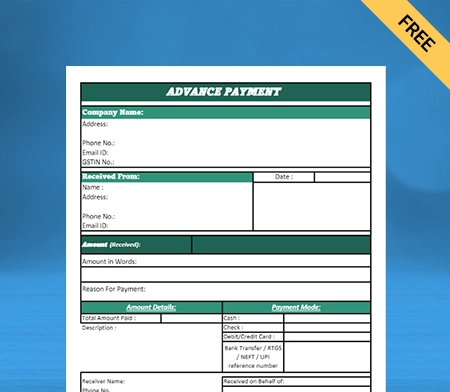 Download Advance Payment Format in Word