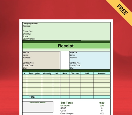 Download Best Contractor Receipt Template in Pdf