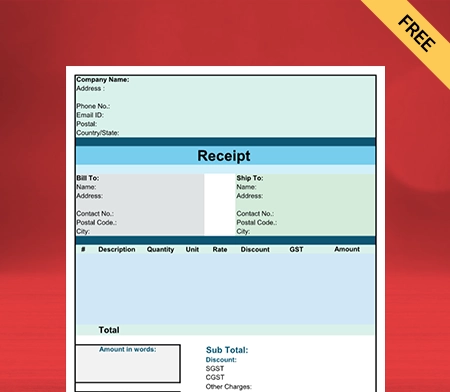 Download Customizable Contractor Receipt Template in Pdf