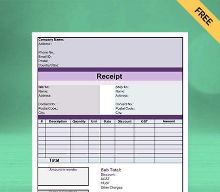 Download Contractor Receipt Template in Sheets