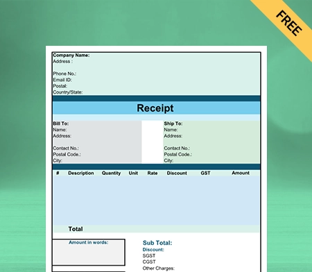 Download Professional Contractor Receipt Template in Sheets