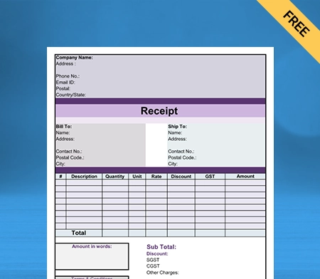 Download Contractor Receipt Template in Word