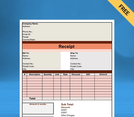 Download Free Contractor Receipt Template in Word