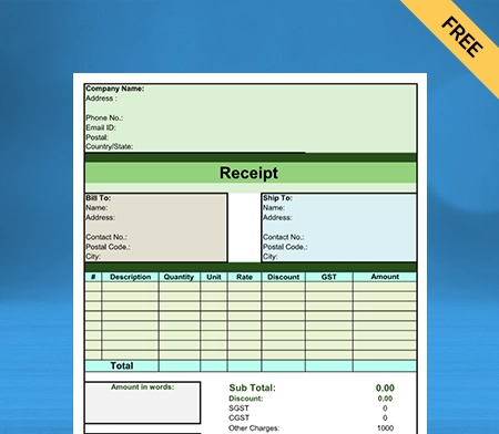 Download Best Contractor Receipt Template in Word