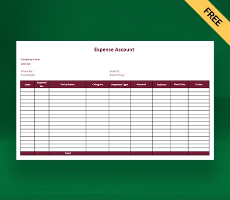 Download Professional Expense Account Format in Excel