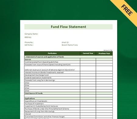 Download Fund Flow Statement Format in Excel