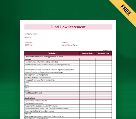 Download Professional Fund Flow Statement Format in Excel