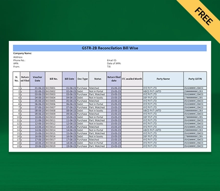Download Free GST Reconciliation Format in Excel