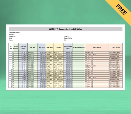 Download GST Reconciliation Format in Sheets