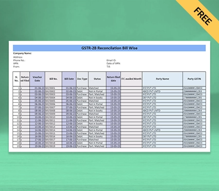 Download Free GST Reconciliation Format in Sheets