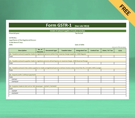 GSTR-1 Format in Google Sheets- 1