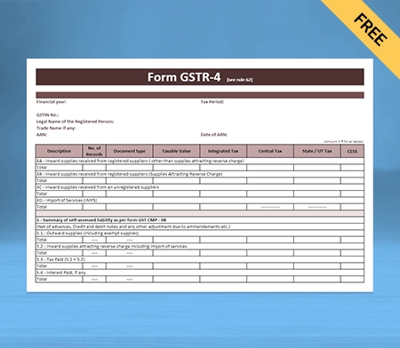 Download Free GSTR-4 Format in Doc