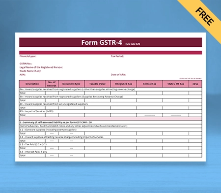 Download Professional GSTR-4 Format in Doc