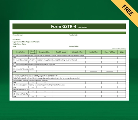 Download GSTR-4 Format in Excel