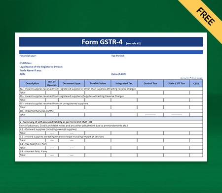 Download Best GSTR-4 Format in Excel