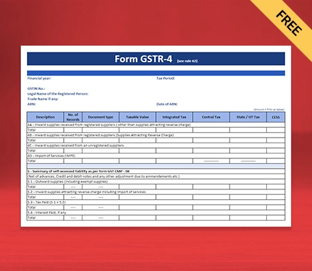 Download Best GSTR-4 Format in Pdf