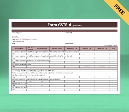 Download Free GSTR-4 Format in Sheet
