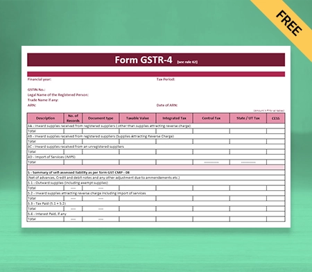 Download Professional GSTR-4 Format in Sheet