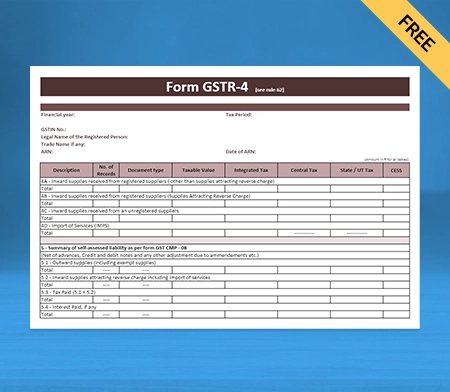 Download Free GSTR-4 Format in Pdf