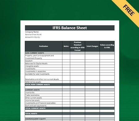 Download IFRS Balance Sheet Format in Excel